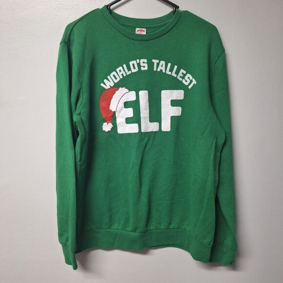 Holiday Time Other - Holiday Time Worlds Tallest Elf Sweatshirt Green Christmas Party Santa Adult Med